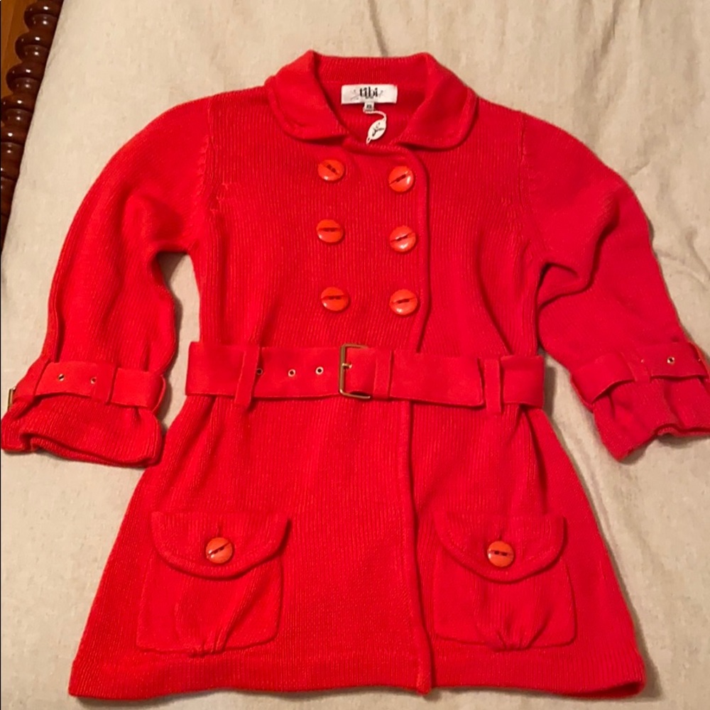 Tibi Red Belted Cardigan XS